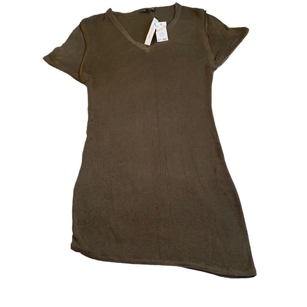 Adrienne Vittadini NWT Patina Dress Pine Green Knit Eclectic Asymmetrical Large - Picture 1 of 5